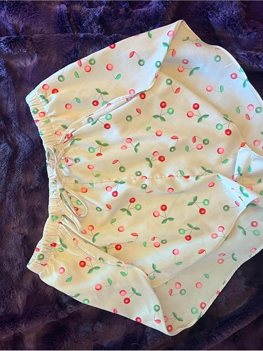 Matching Set Colsie White Cami and Shorts with Red Cherry Print